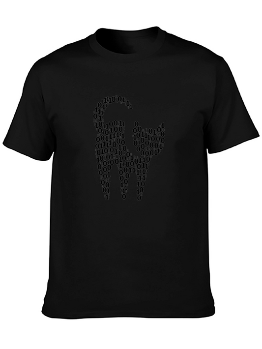 Binary Code Cat Graphic T-Shirt - Black
