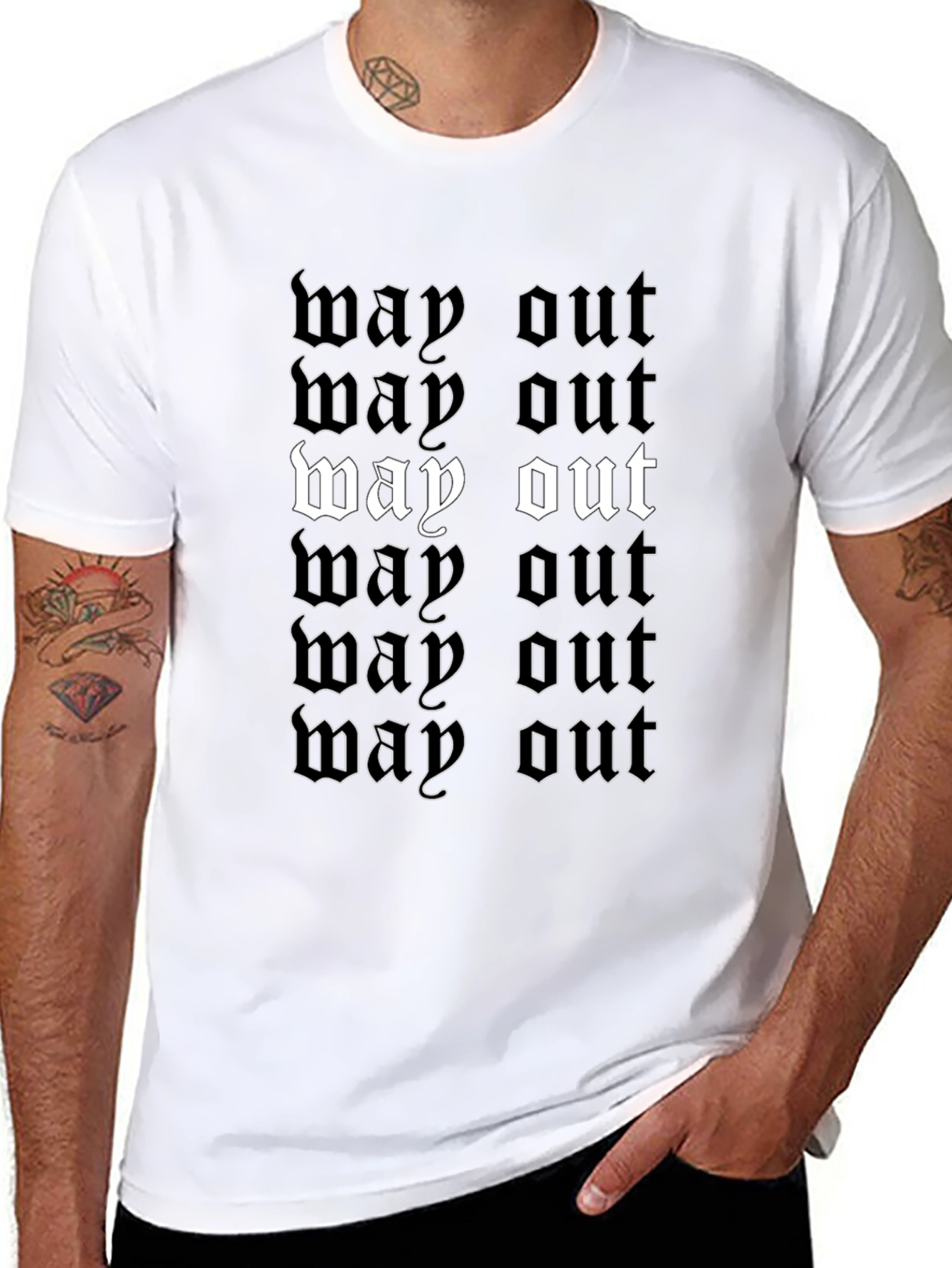 Way Out Graphic Tee - Black Crew Neck T-Shirt