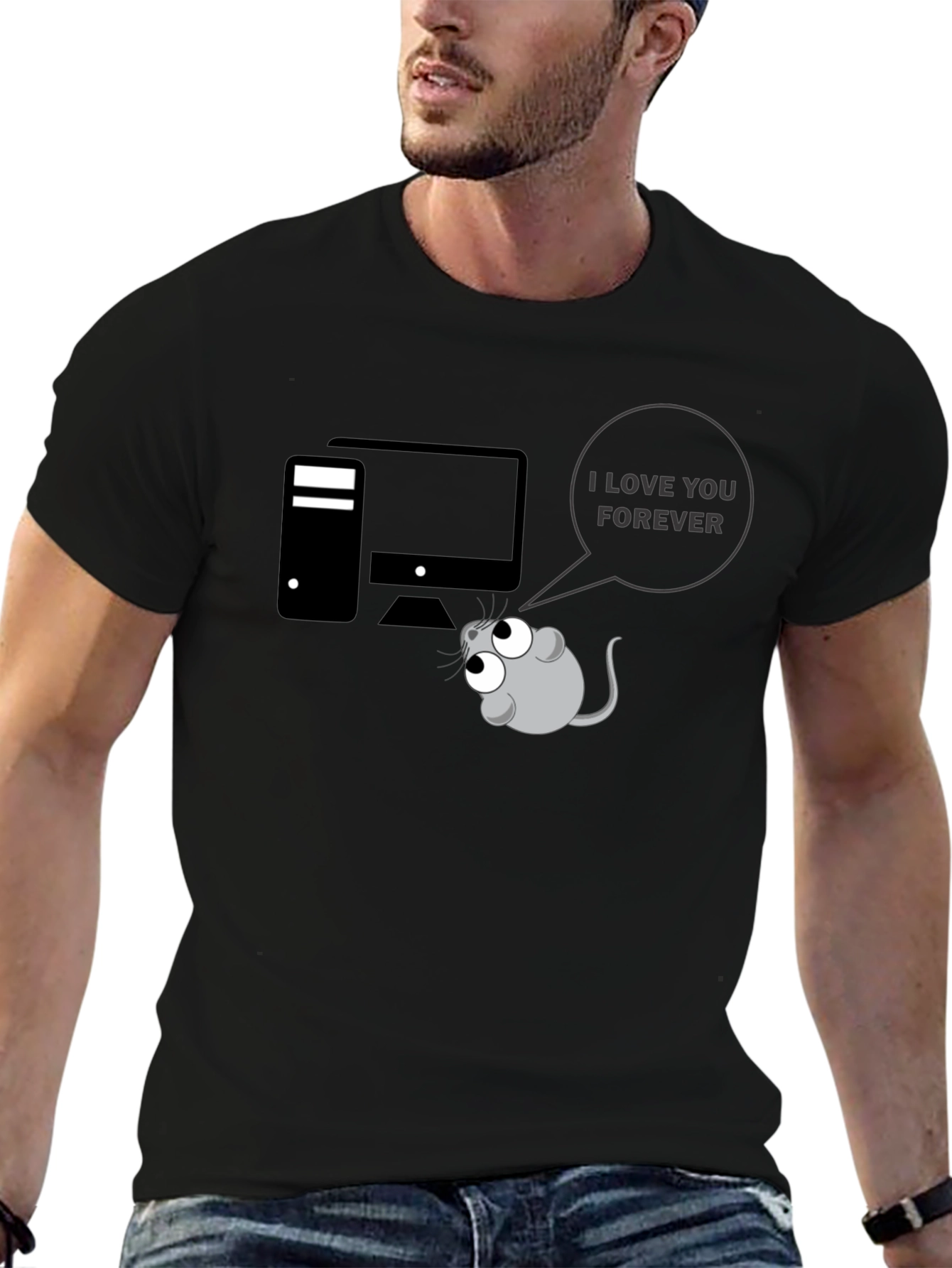 Funny Computer Mouse I Love You Graphic T-Shirt