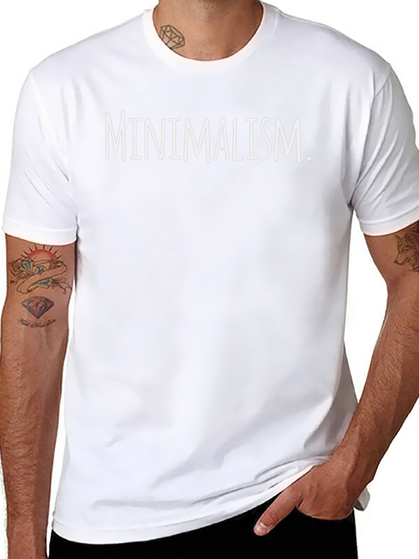 Minimalism Graphic Tee - Black Cotton Casual Shirt