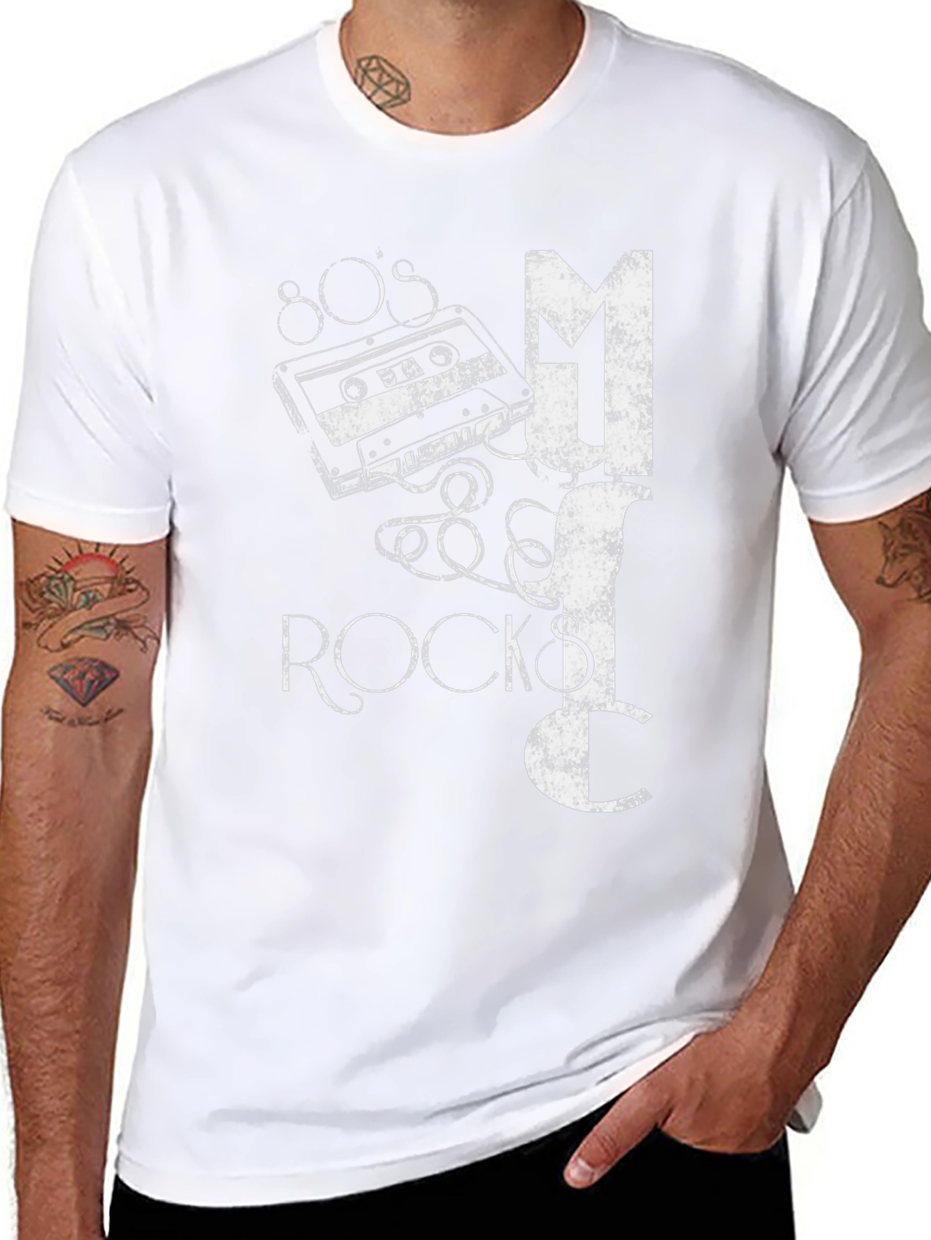 80s Music Rocks Black Graphic T-Shirt
