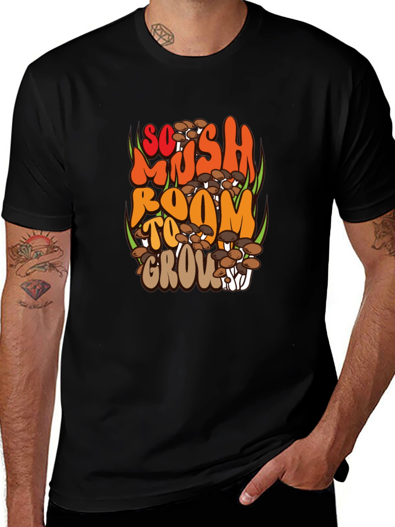 So Mush Room to Grow Black Graphic Tee