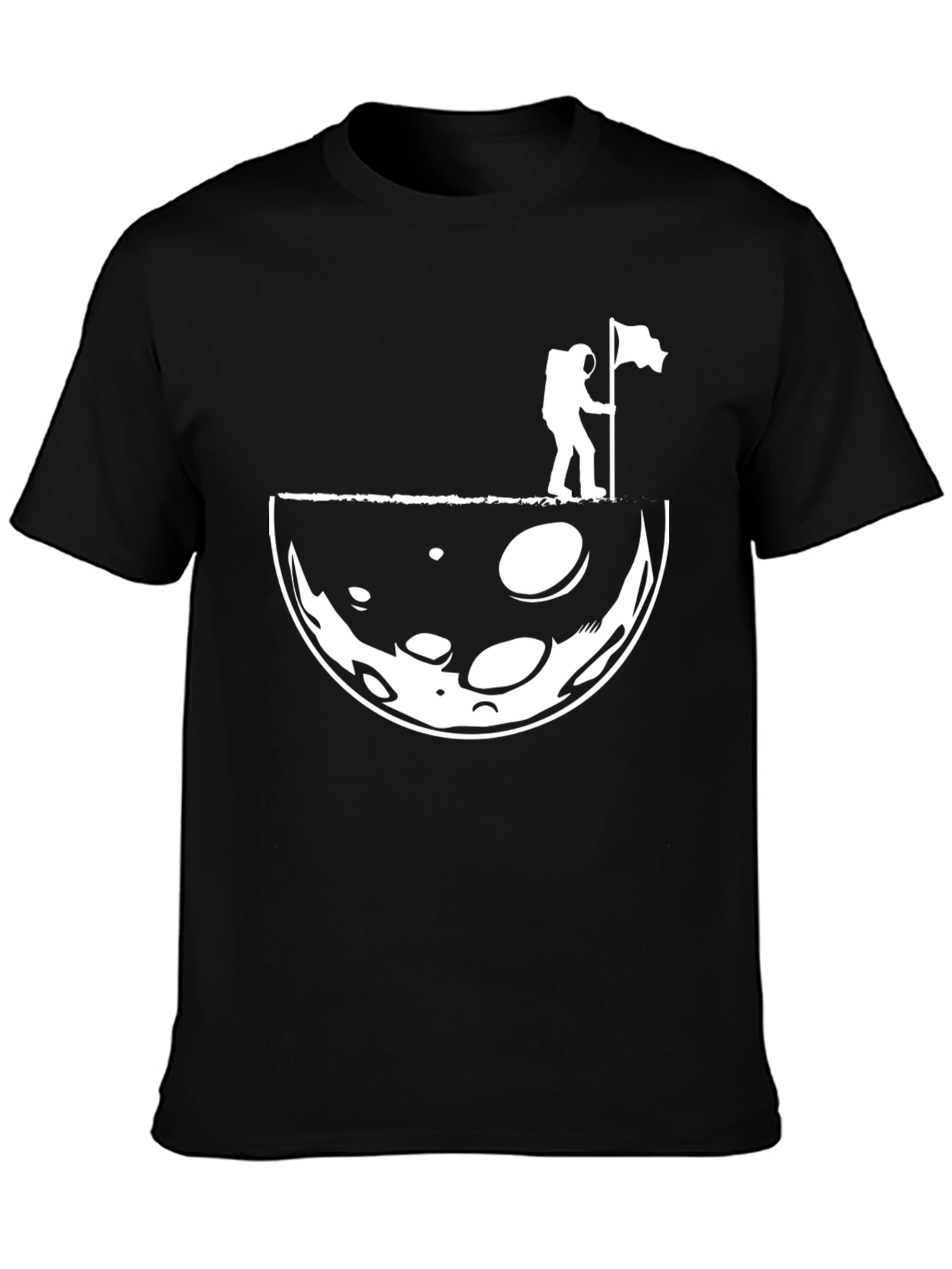 Astronaut Moon Landing Graphic T-Shirt - Black