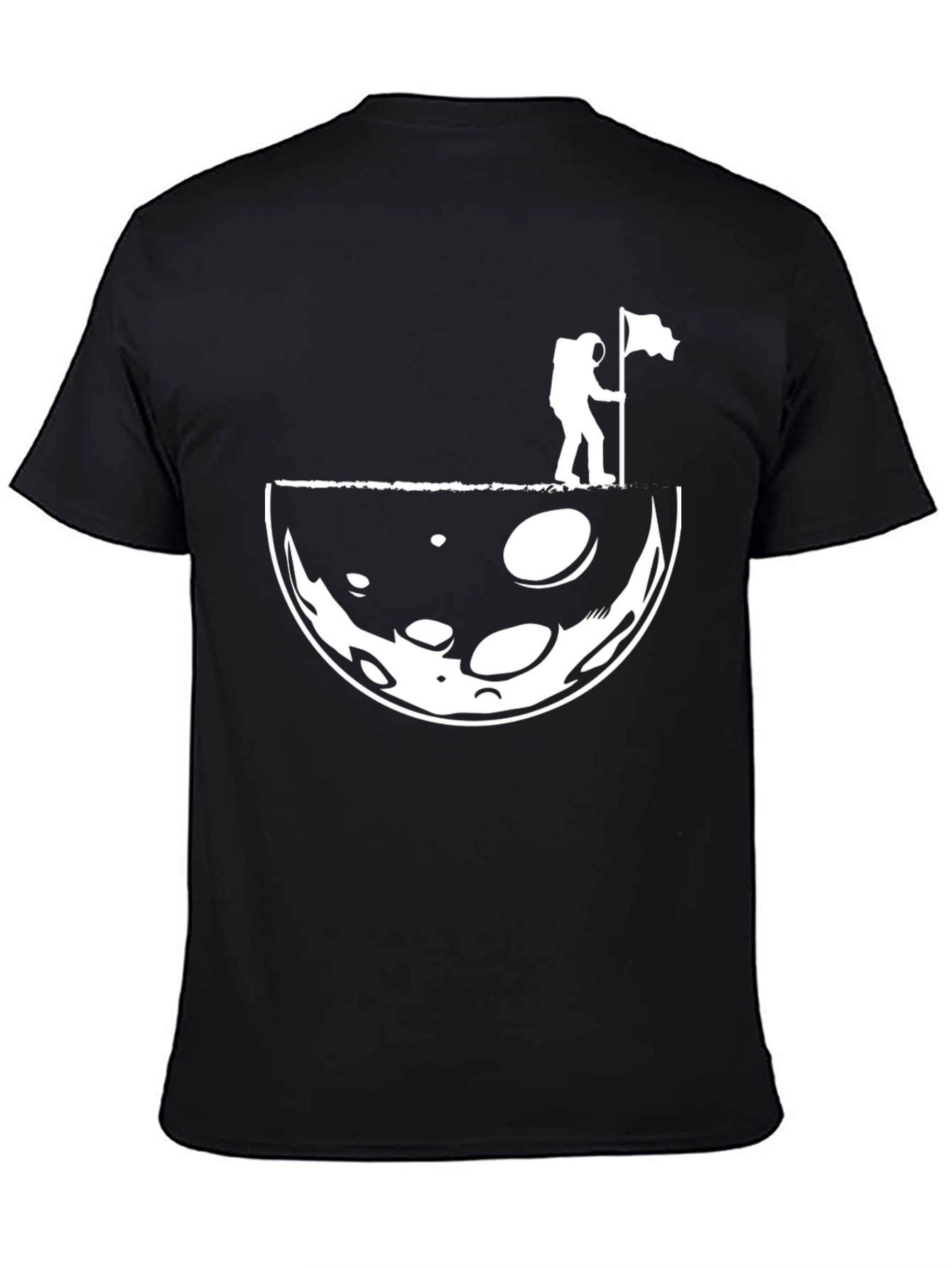 Astronaut Moon Landing Graphic T-Shirt - Black