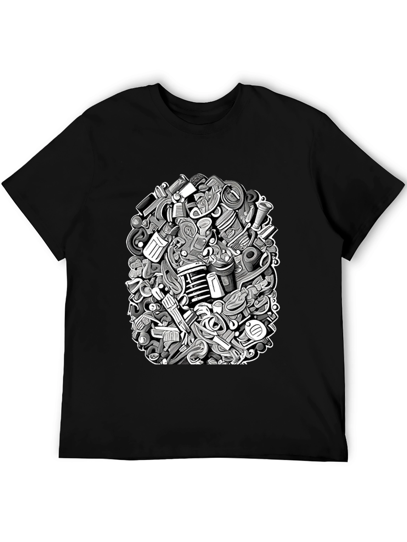 Modern Doodle Art Black T-Shirt