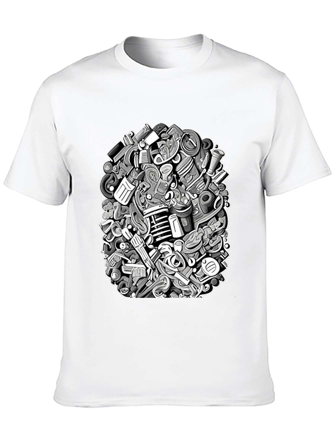 Modern Doodle Art Black T-Shirt