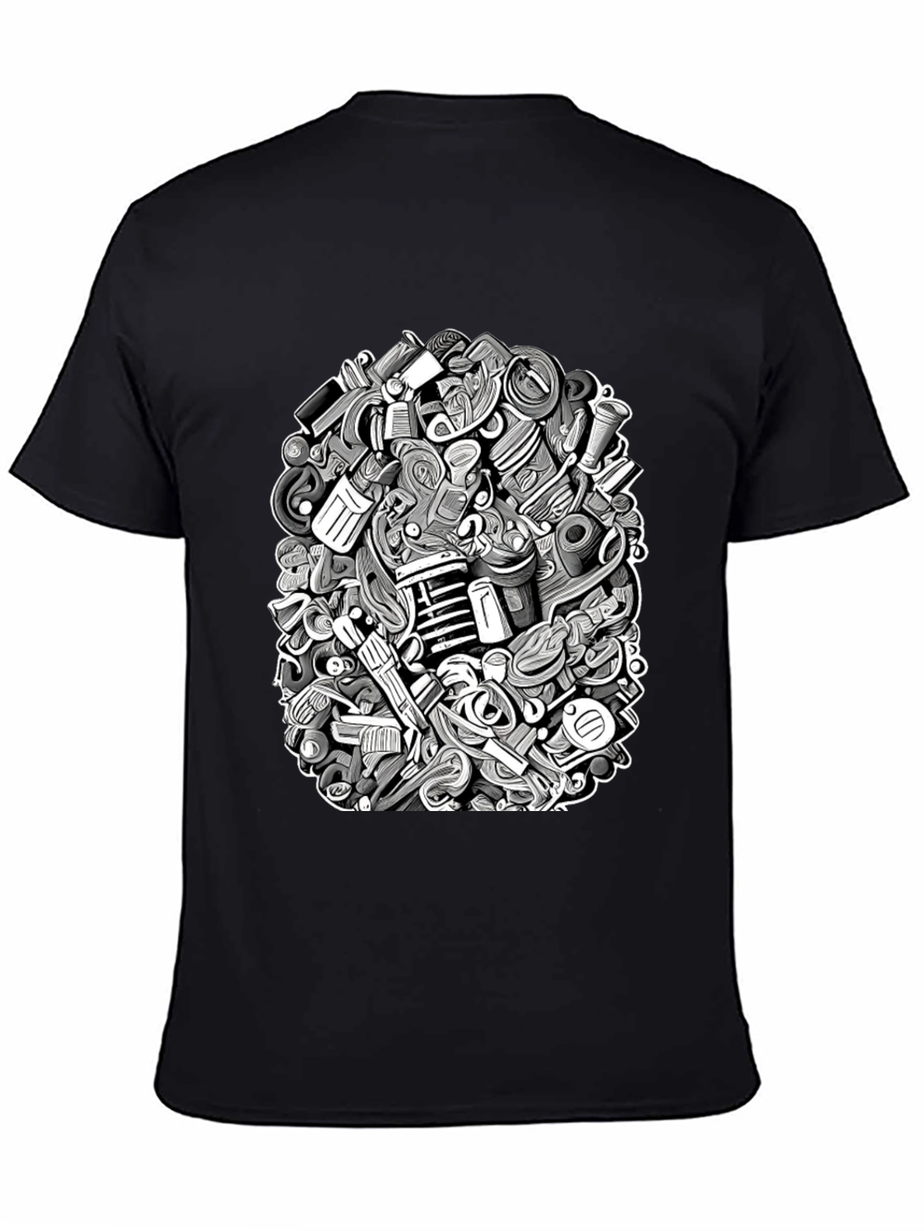 Modern Doodle Art Black T-Shirt