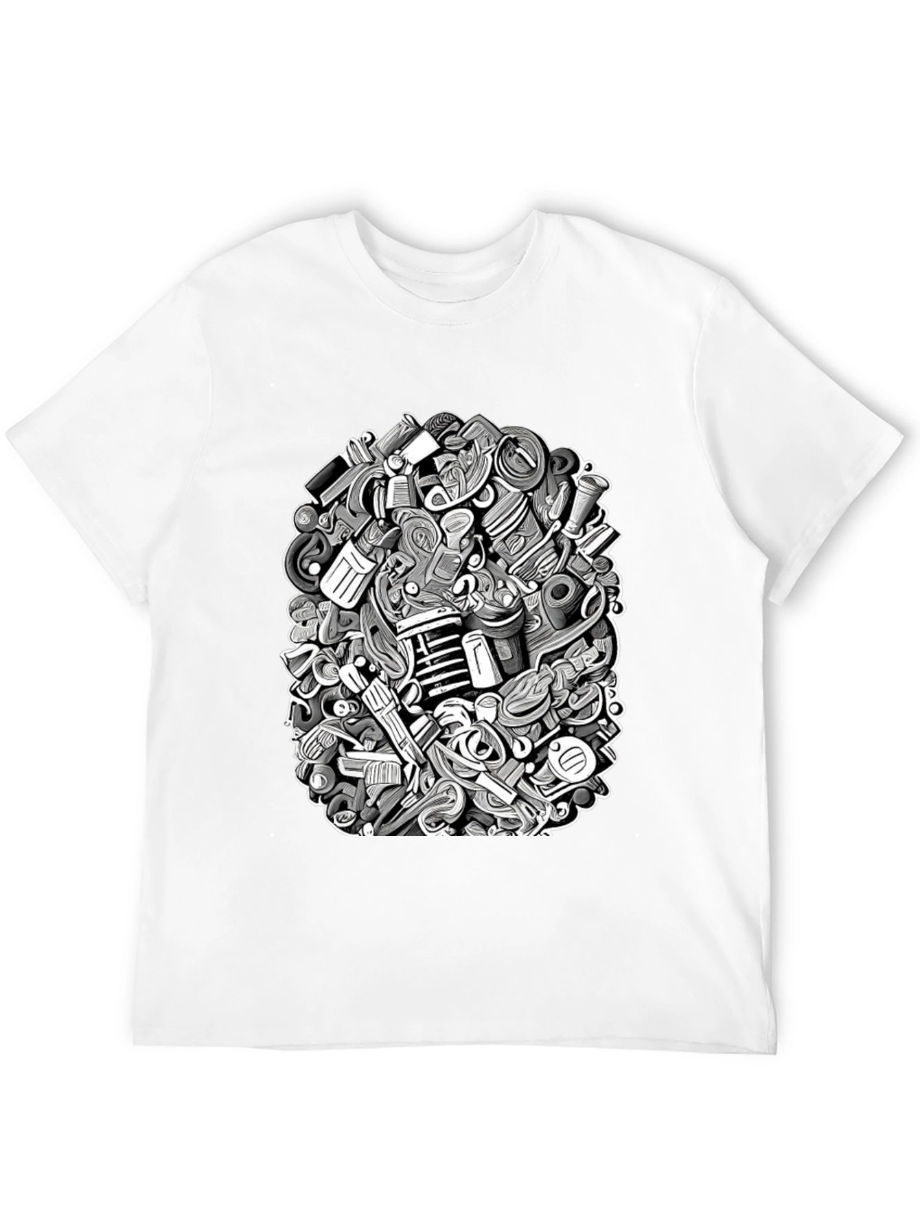 Modern Doodle Art Black T-Shirt