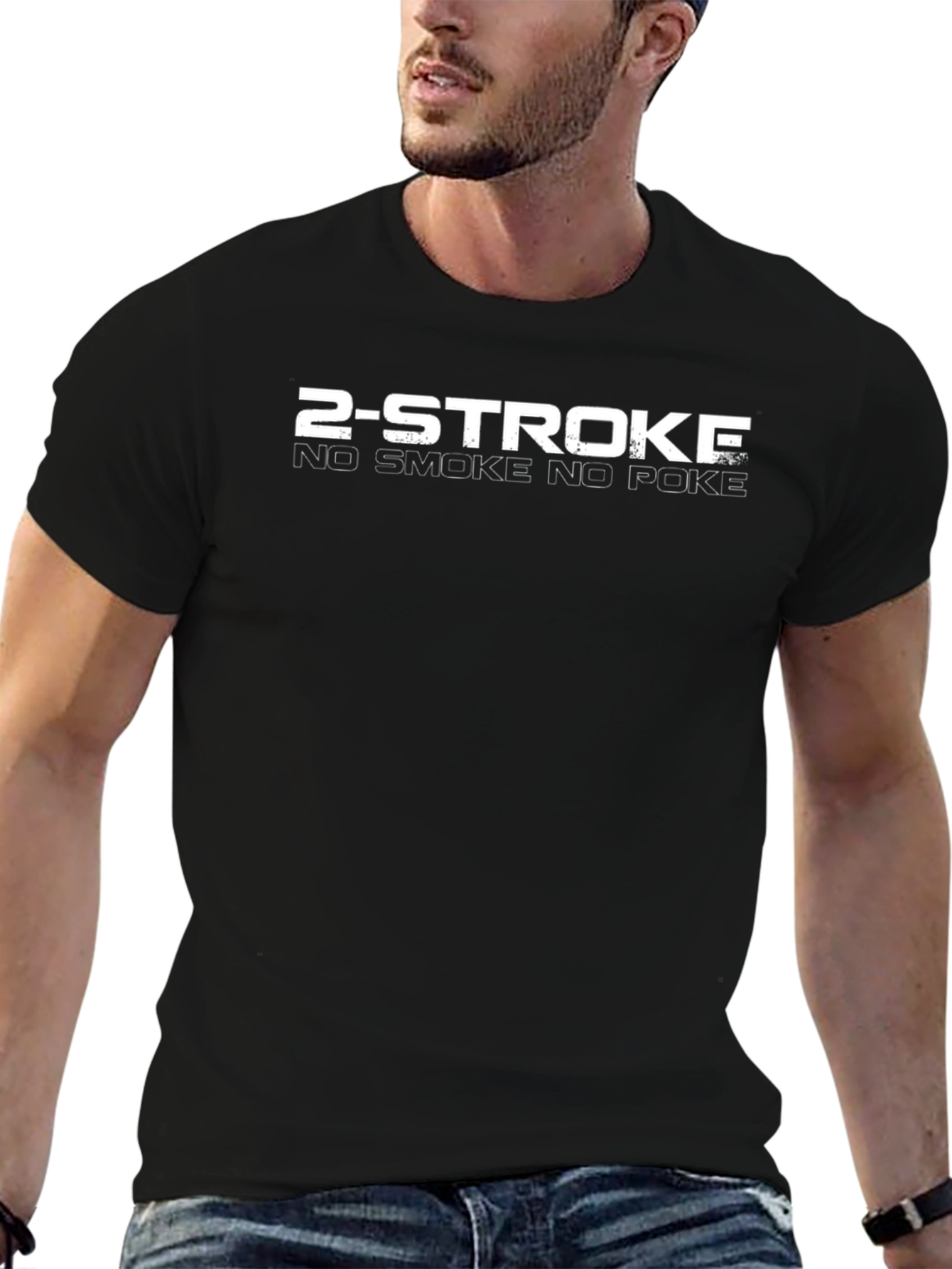2-Stroke No Smoke No Poke Black Graphic Tee