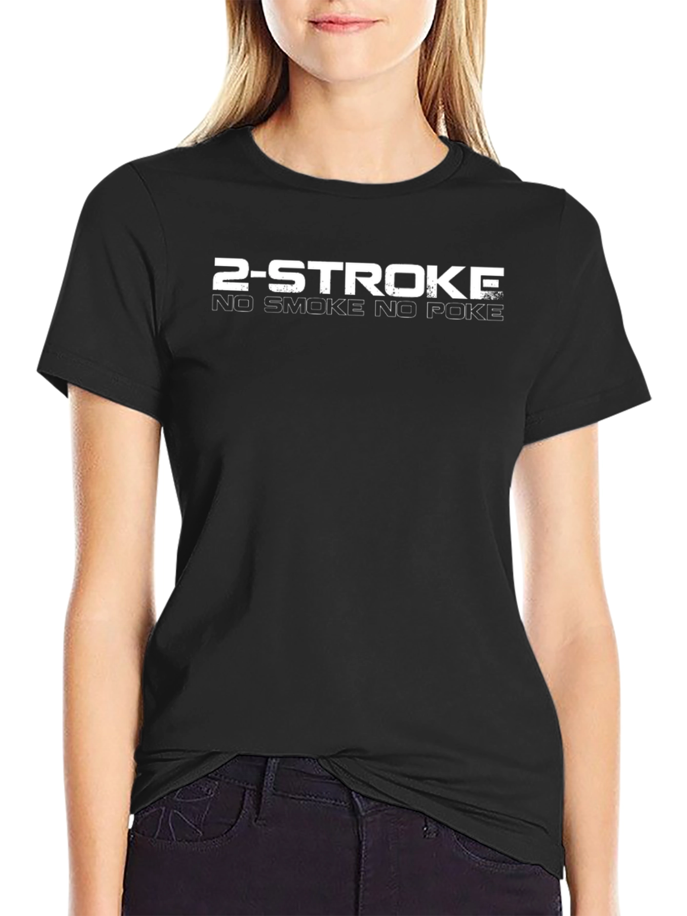 2-Stroke No Smoke No Poke Black Graphic Tee