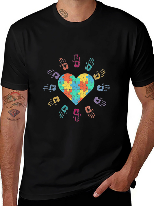 Autism Awareness Heart Puzzle Hands T-Shirt