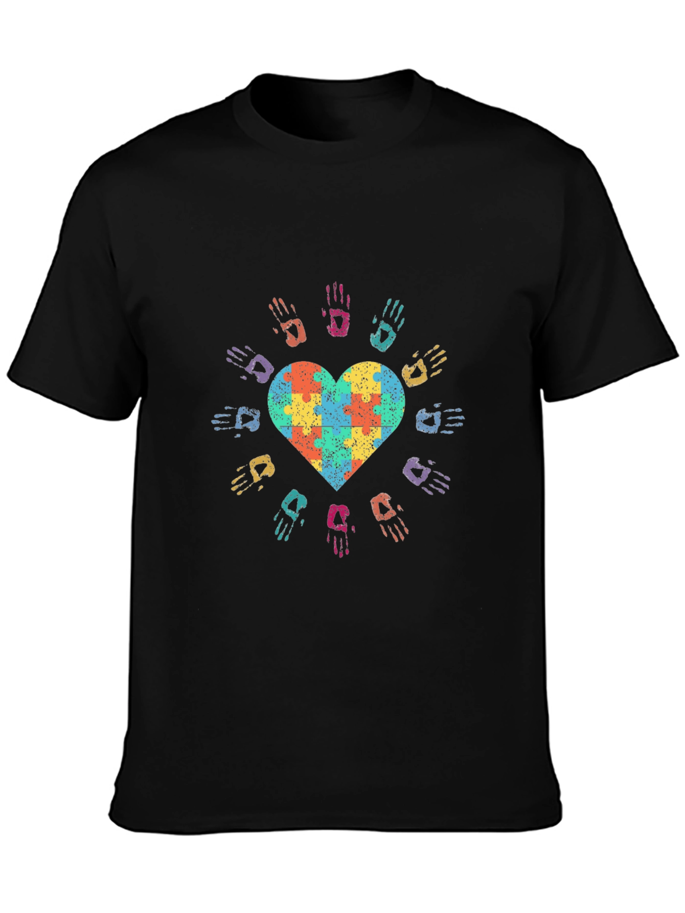 Autism Awareness Heart Puzzle Hands T-Shirt