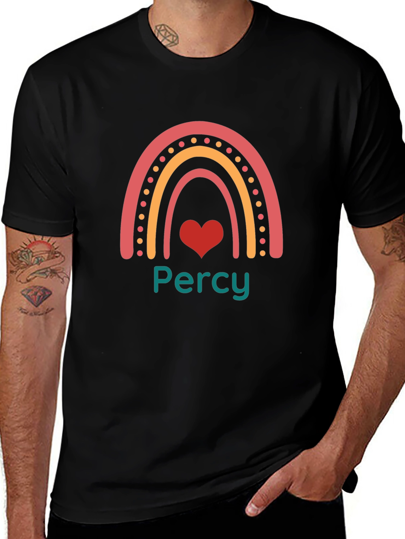 Personalized Rainbow Heart T-Shirt - Add Your Name!