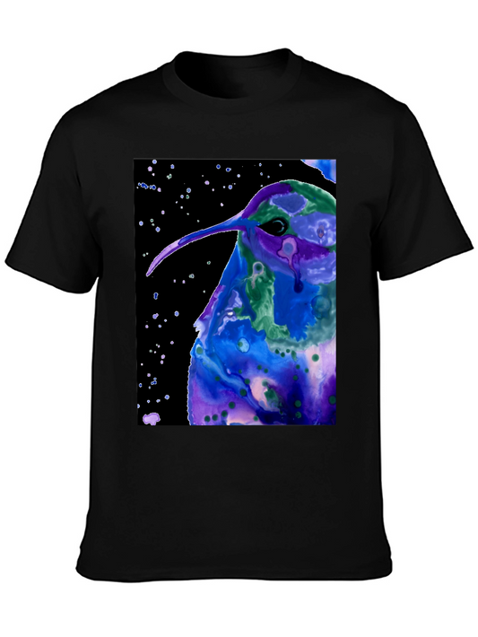 Hummingbird Art Black Tee - Unique Graphic T-Shirt