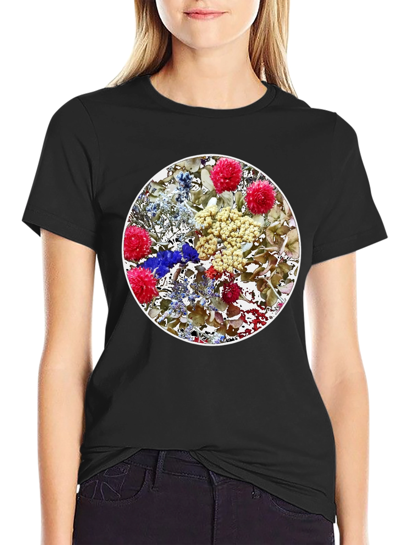 Floral Medallion Black T-Shirt