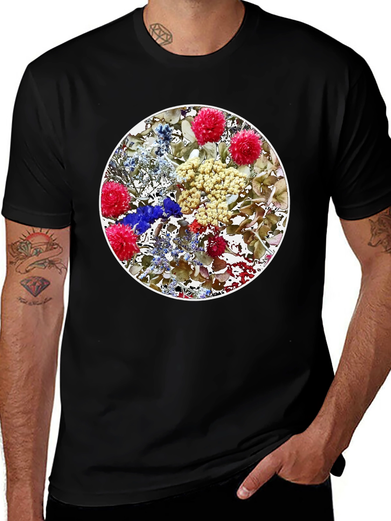 Floral Medallion Black T-Shirt
