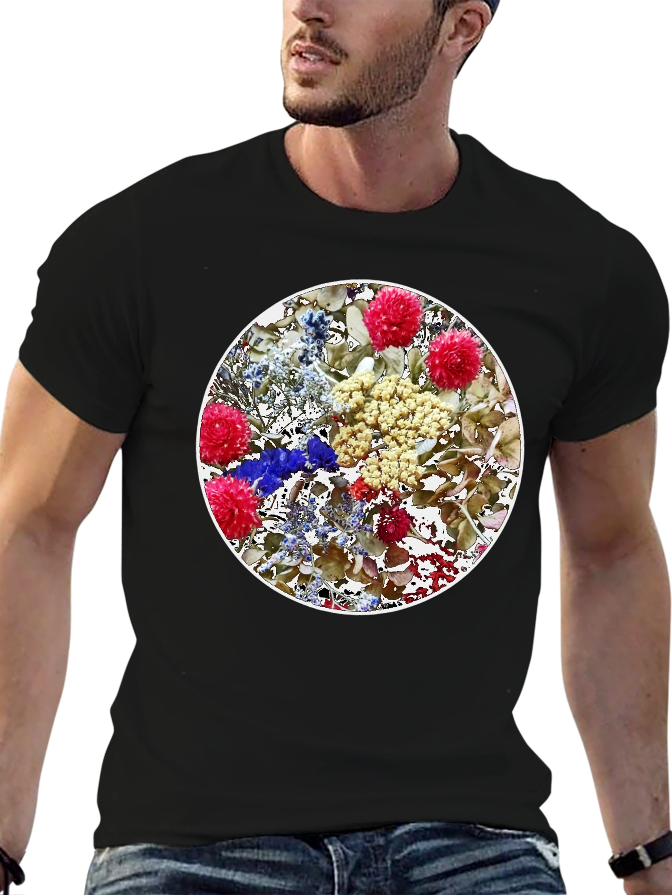 Floral Medallion Black T-Shirt