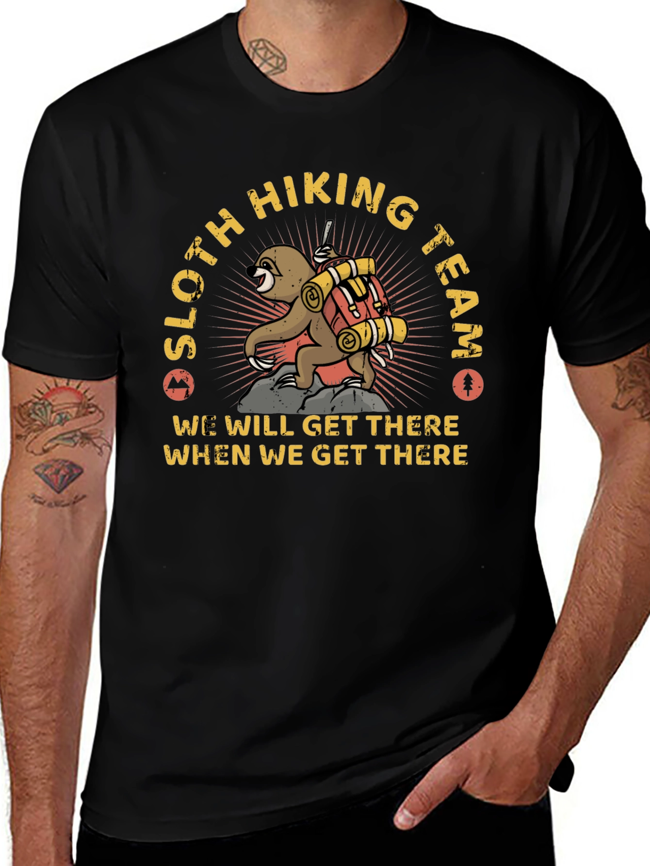 Sloth Hiking Team Graphic T-Shirt