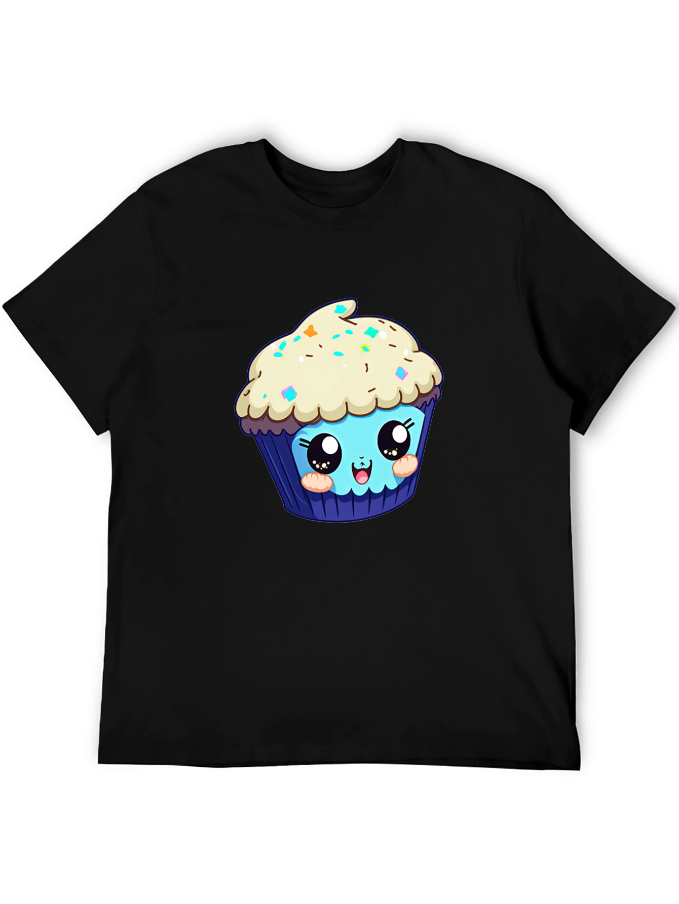 Cute Cupcake Graphic Tee - Black