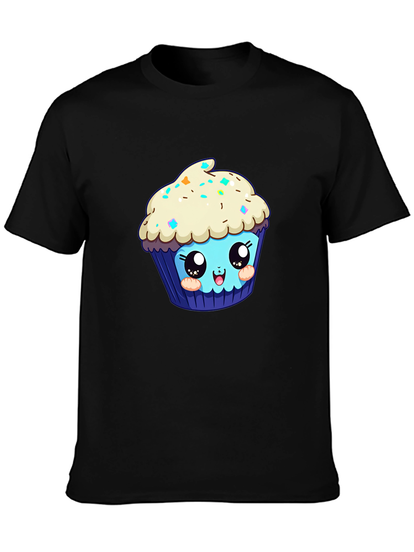 Cute Cupcake Graphic Tee - Black
