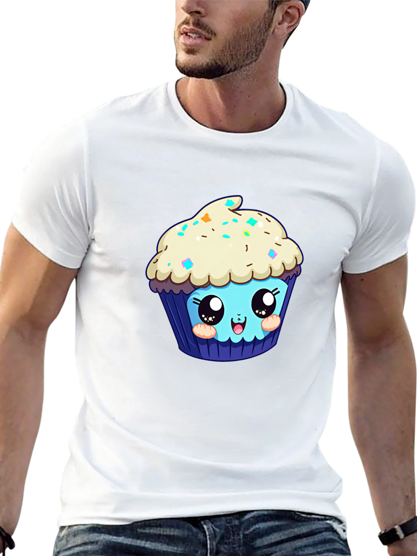 Cute Cupcake Graphic Tee - Black