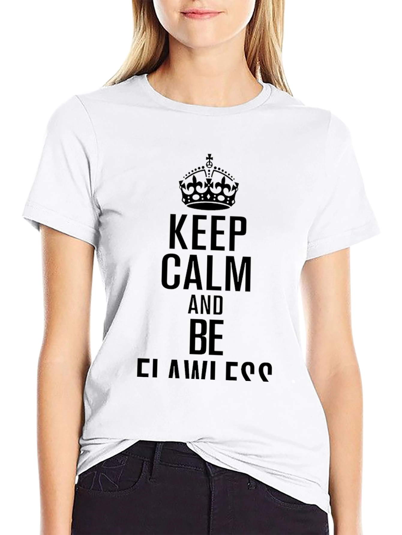 Keep Calm and Be Flawless Black Graphic Tee