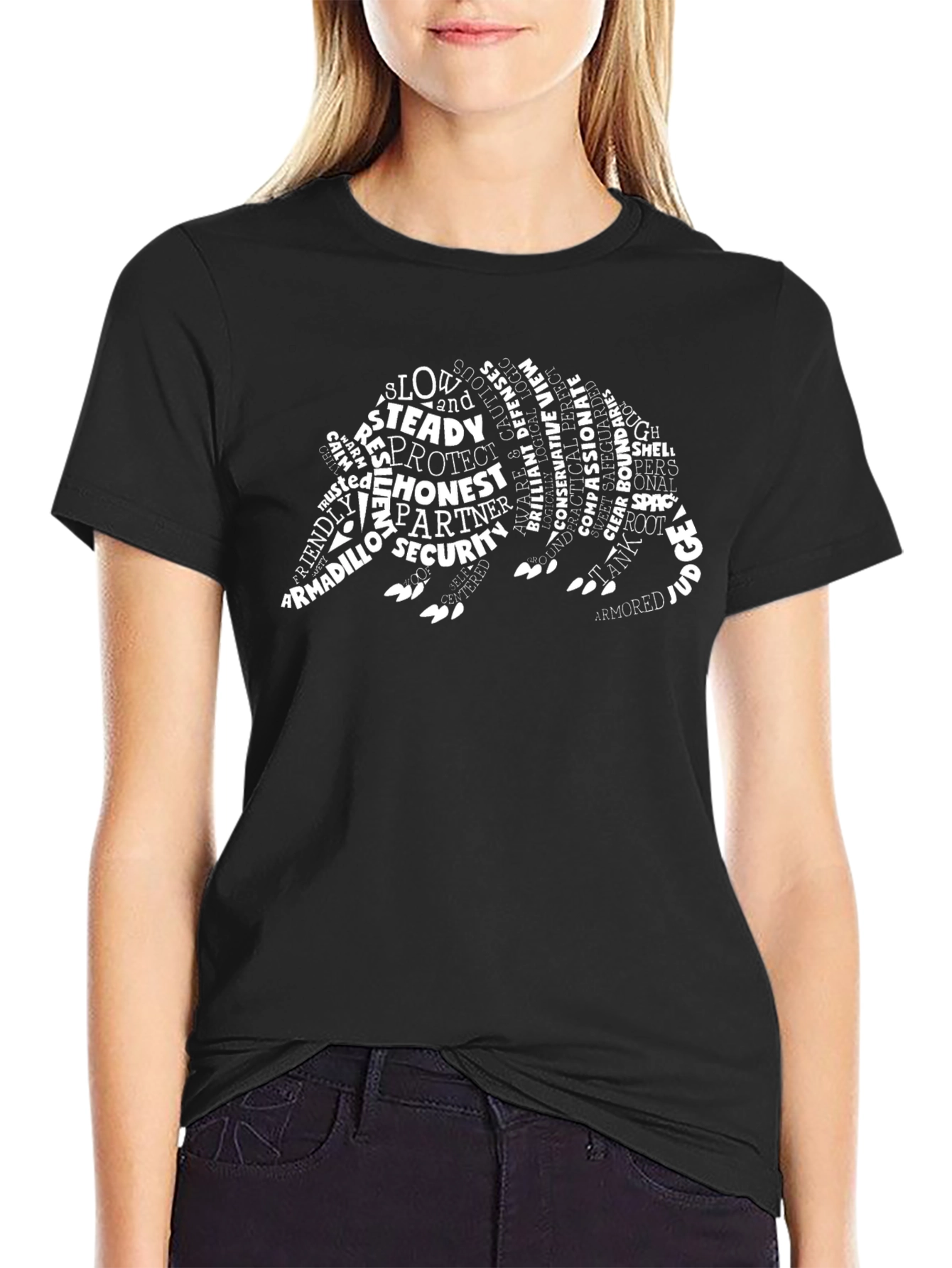 Armadillo Word Art Graphic Tee - Black