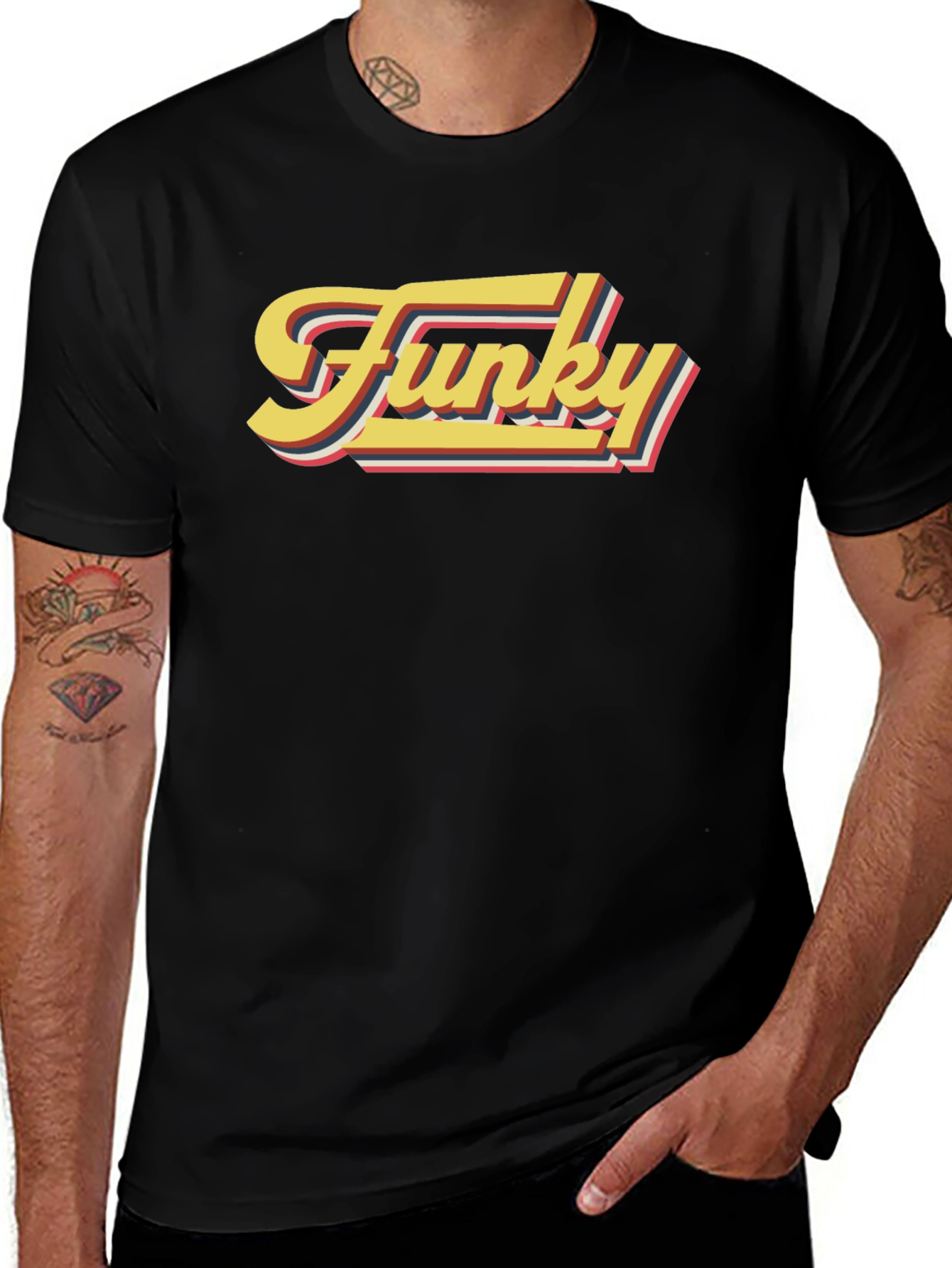 Funky Retro Graphic Tee - Black