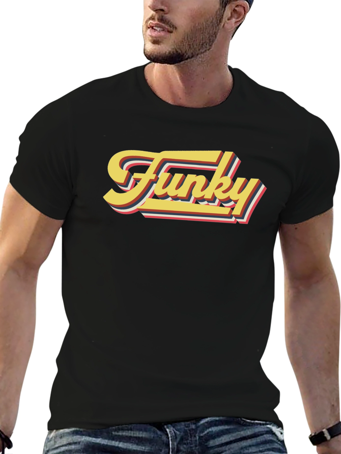 Funky Retro Graphic Tee - Black