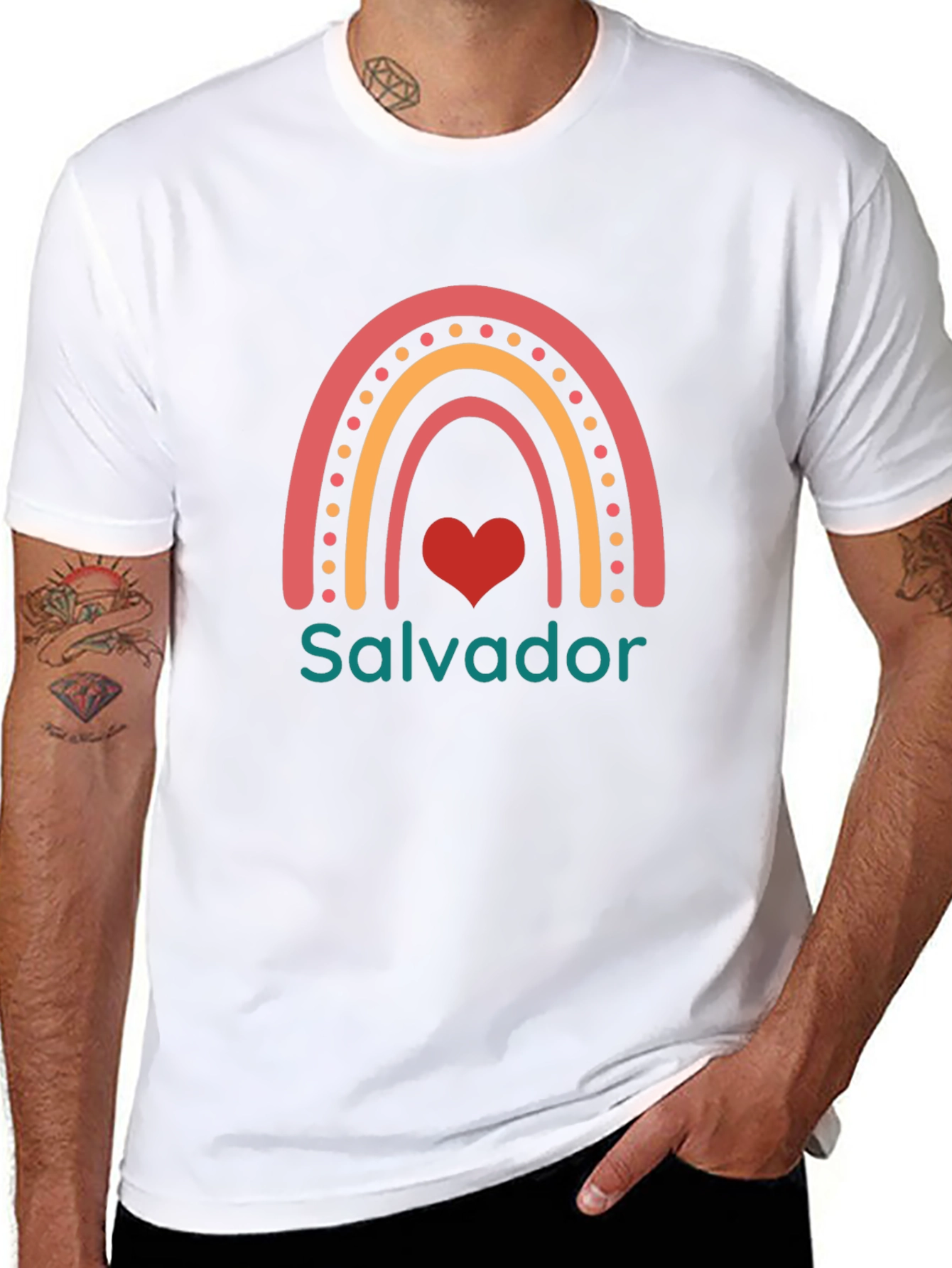 Salvador Rainbow Heart T-Shirt - Black Casual Tee