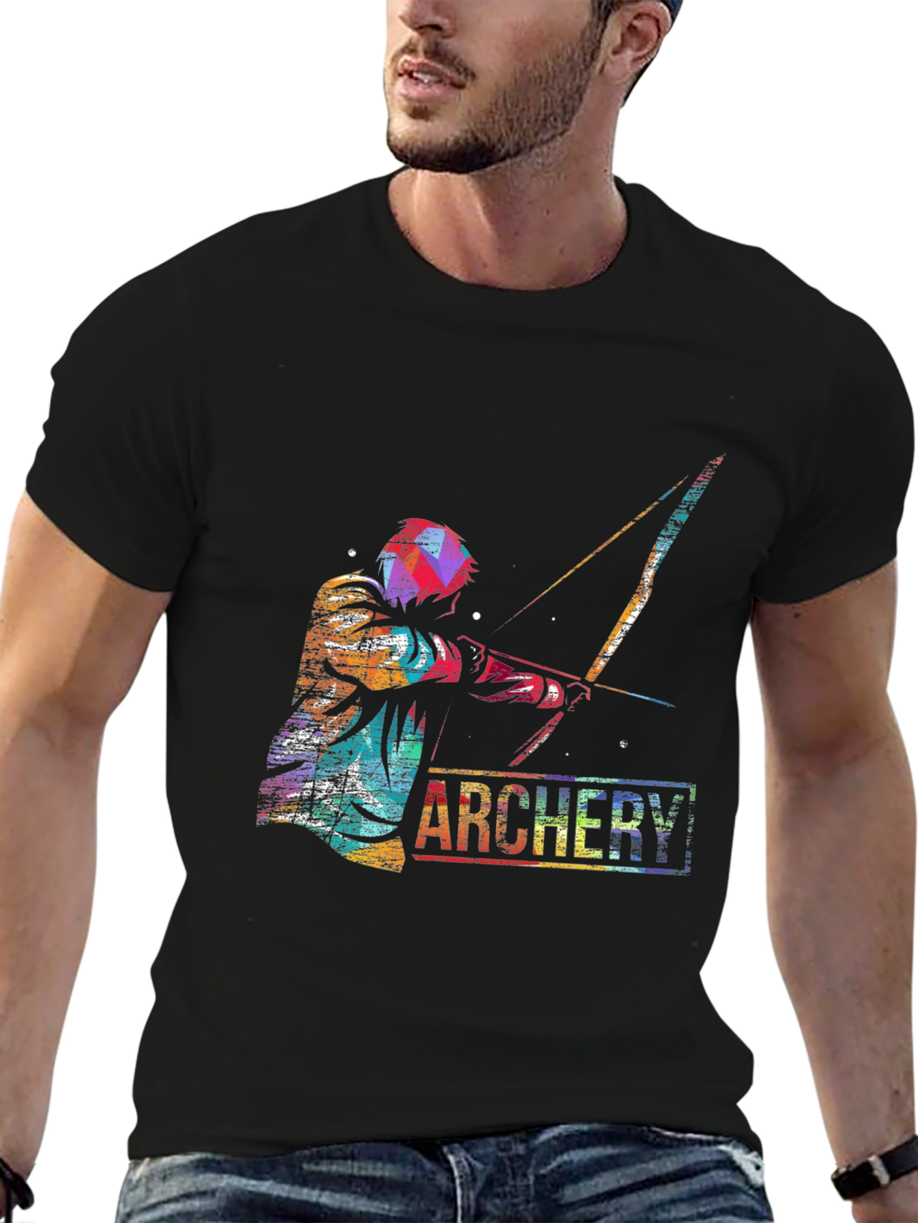 Archery Graphic Print T-Shirt - Sporty Casual Tee
