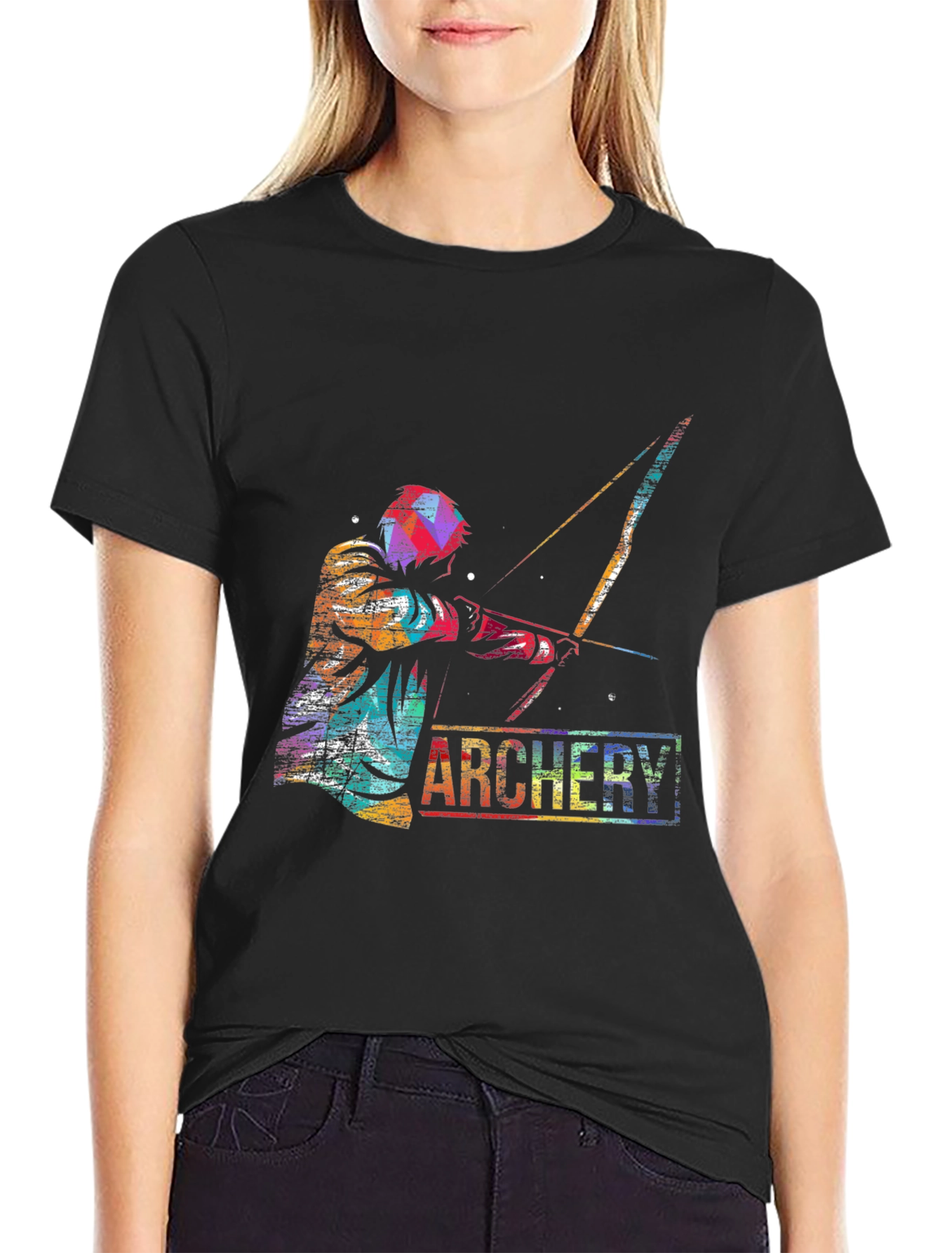 Archery Graphic Print T-Shirt - Sporty Casual Tee