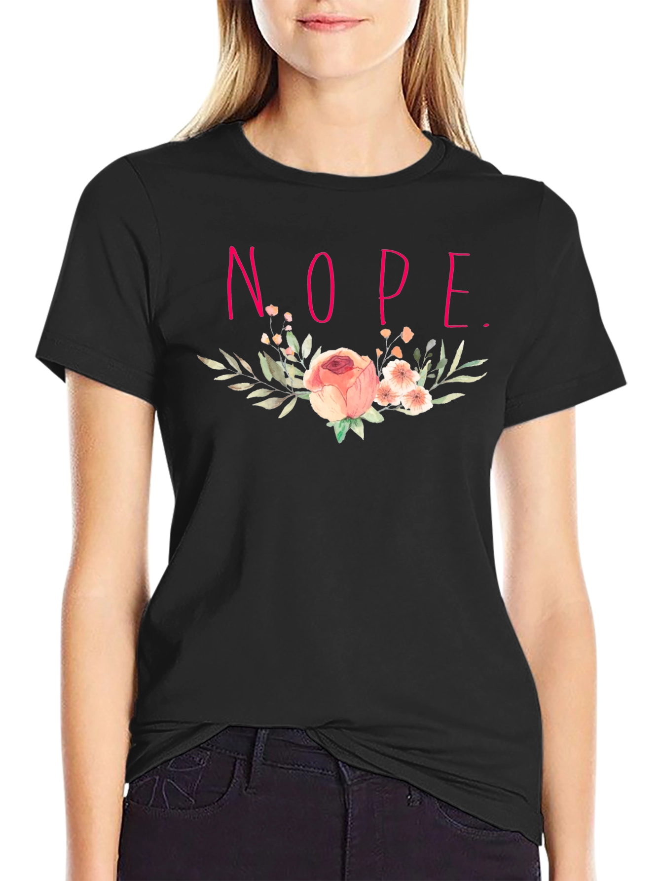 Floral Nope. Graphic Tee