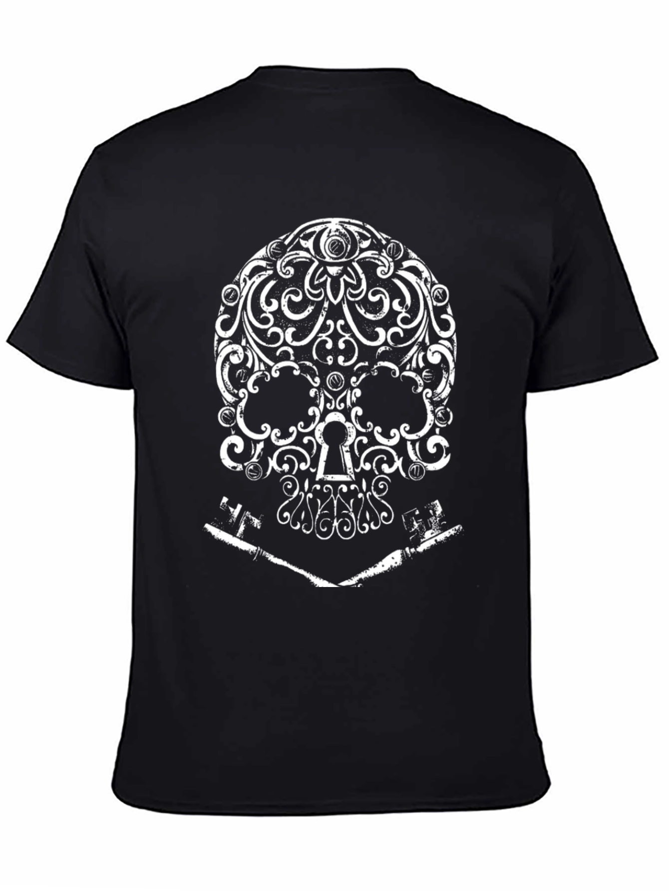 Ornate Skull and Keys Graphic T-Shirt
