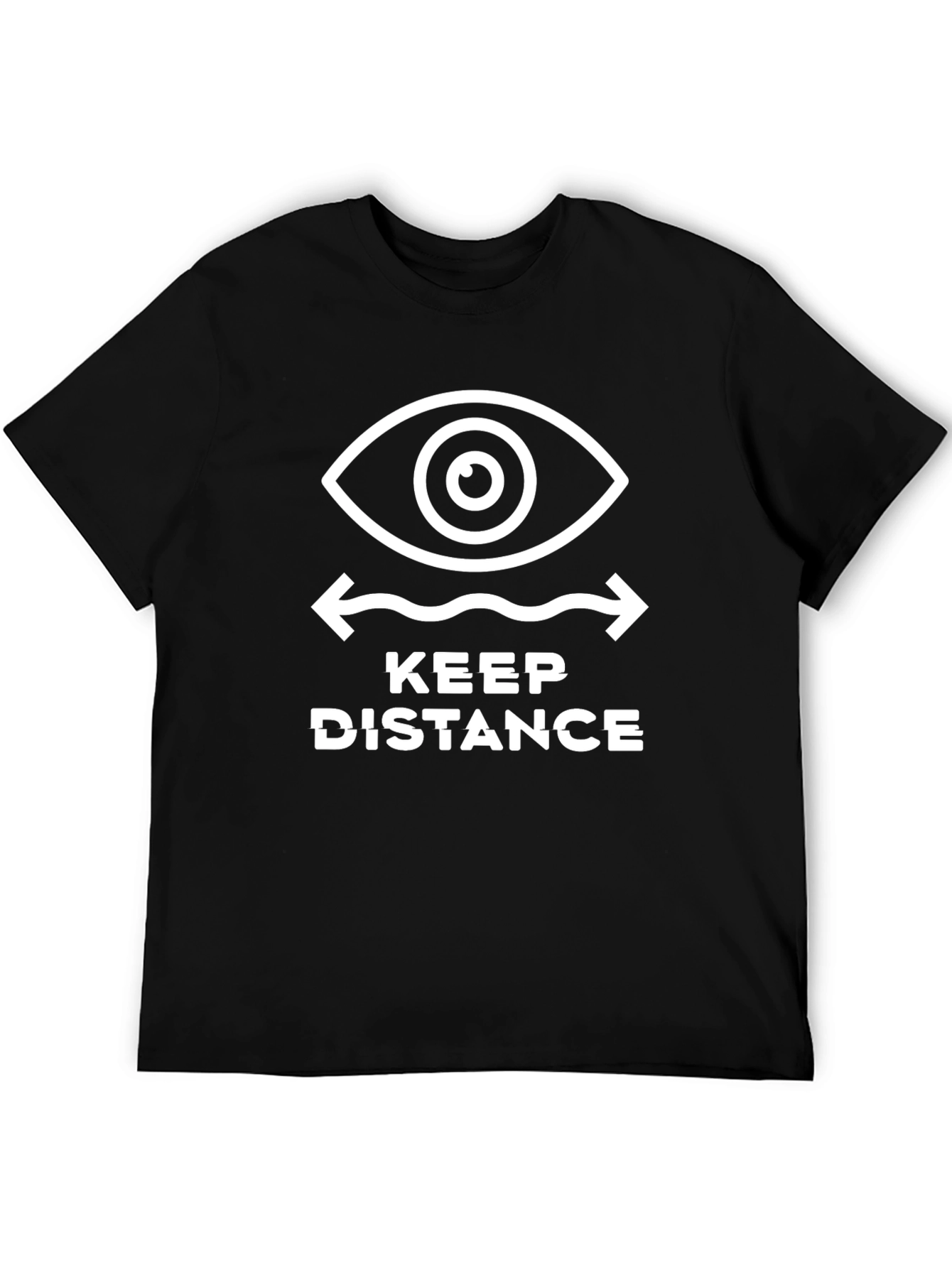 Keep Distance Graphic Tee - Black Cotton