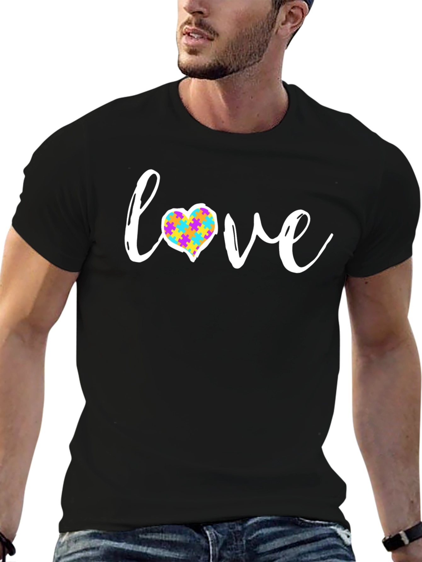 Autism Awareness Love Heart Puzzle T-Shirt