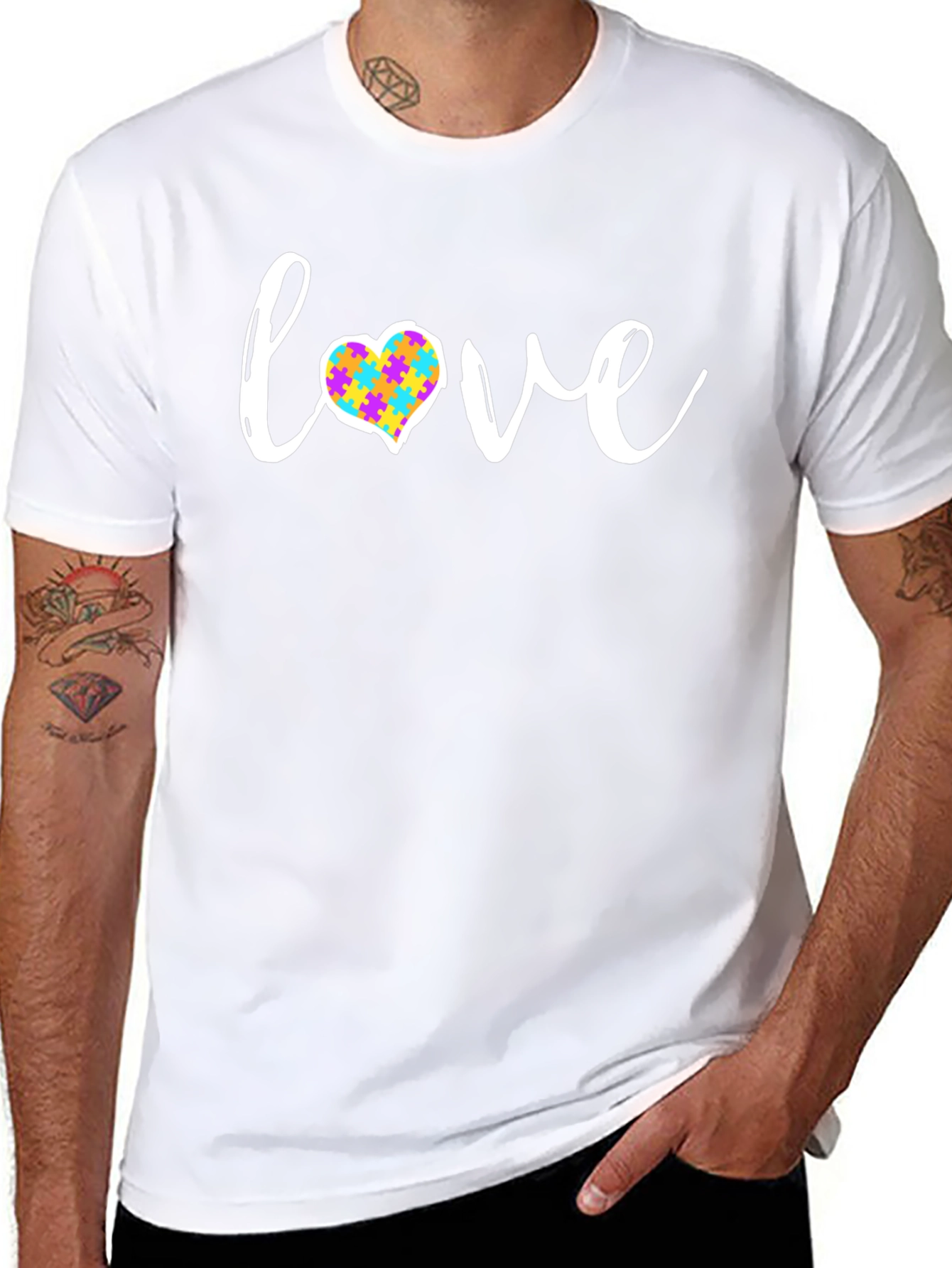 Autism Awareness Love Heart Puzzle T-Shirt