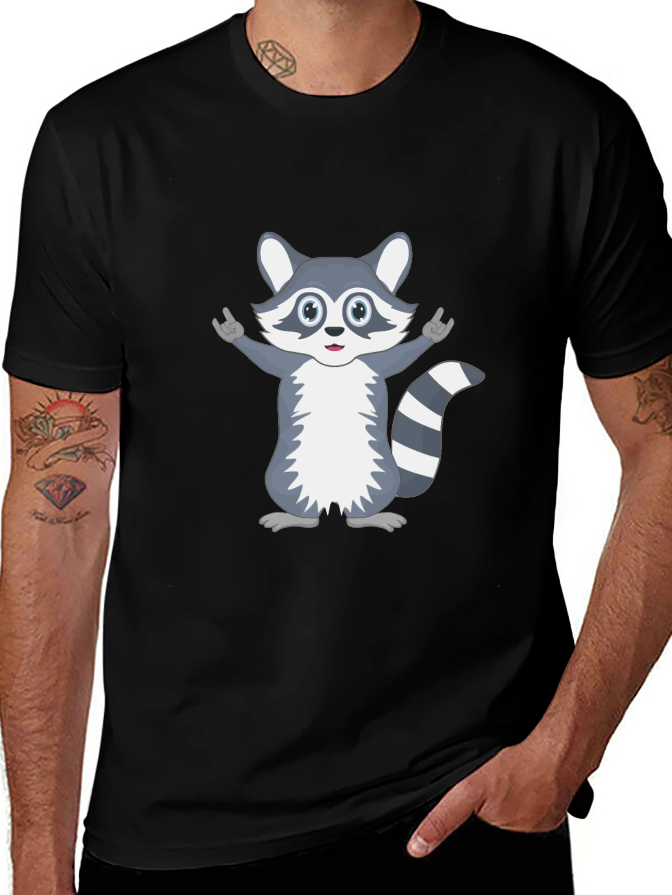 Cute Raccoon Graphic T-Shirt - Unisex Black Tee