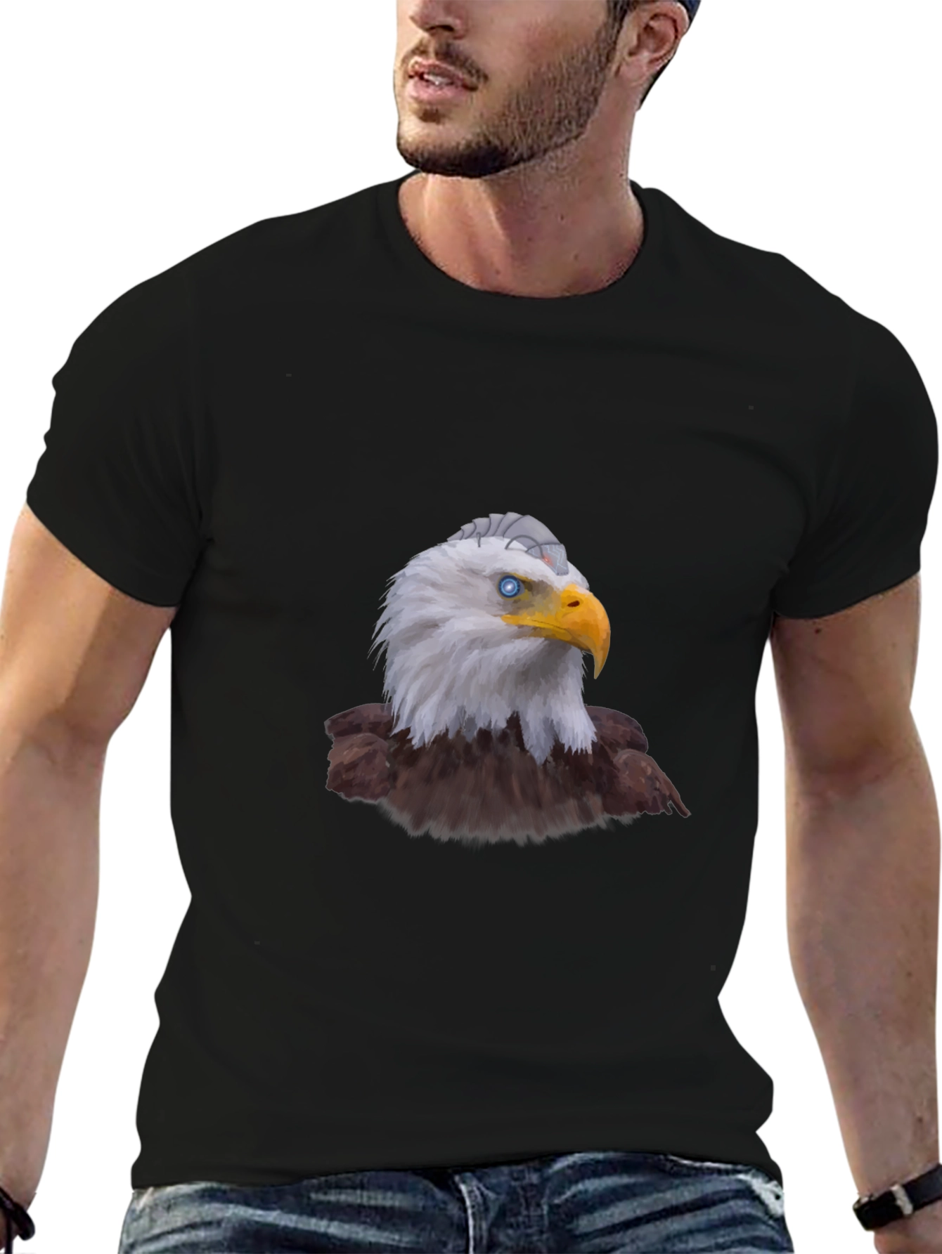 Eagle Graphic Print Black T-Shirt for Men
