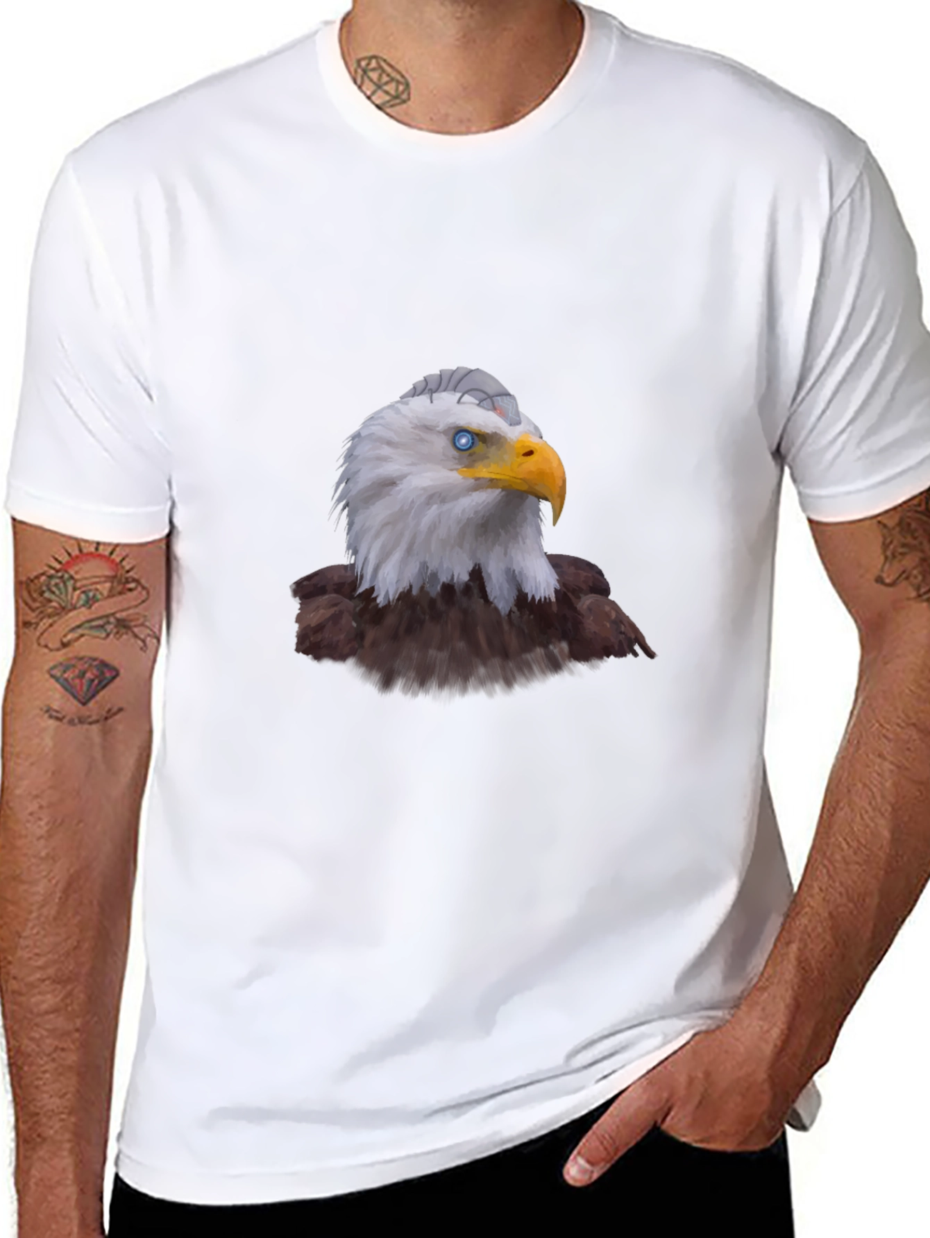 Eagle Graphic Print Black T-Shirt for Men