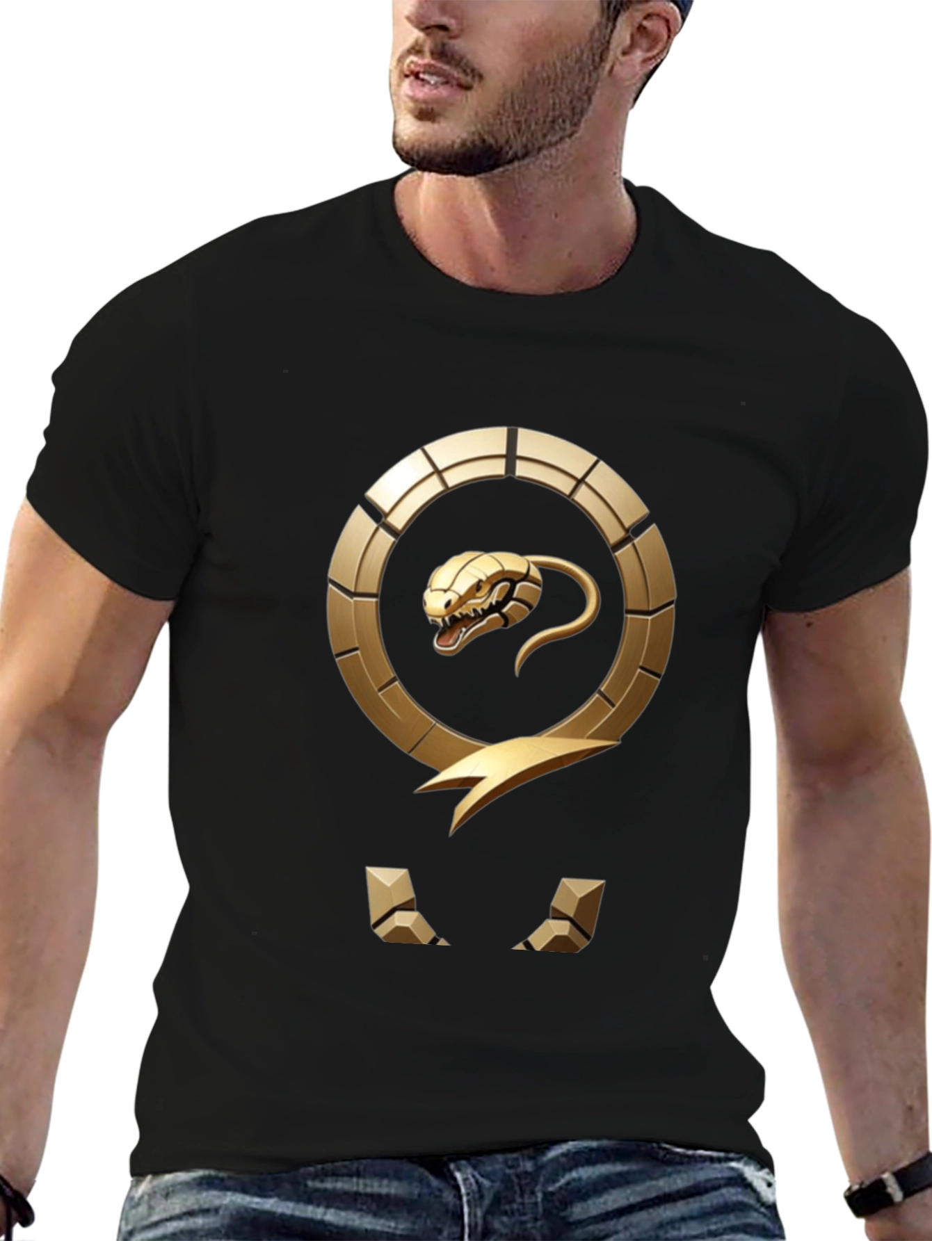 Golden Snake Emblem Black T-Shirt