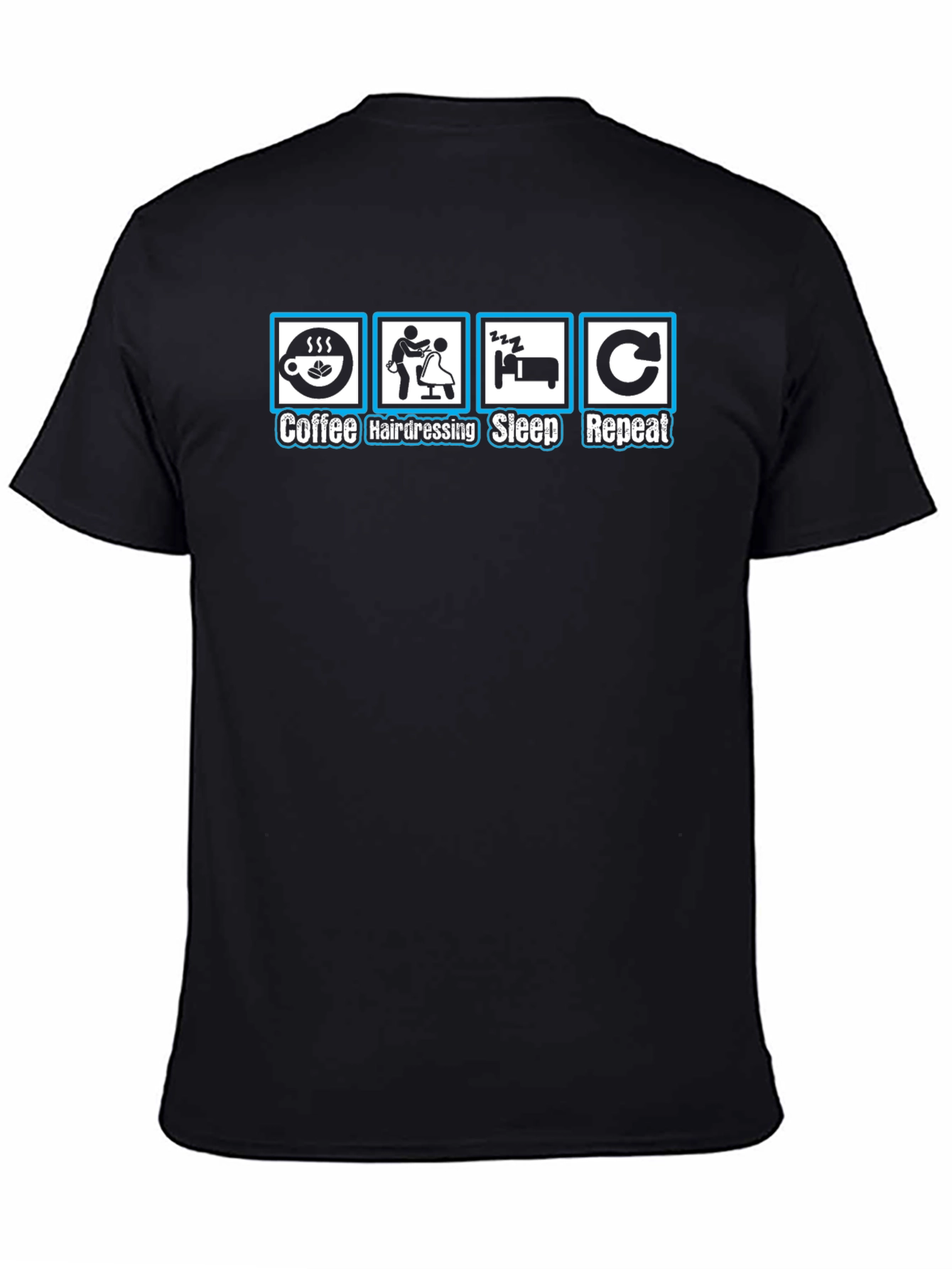 Coffee Hairdressing Sleep Repeat Black T-Shirt