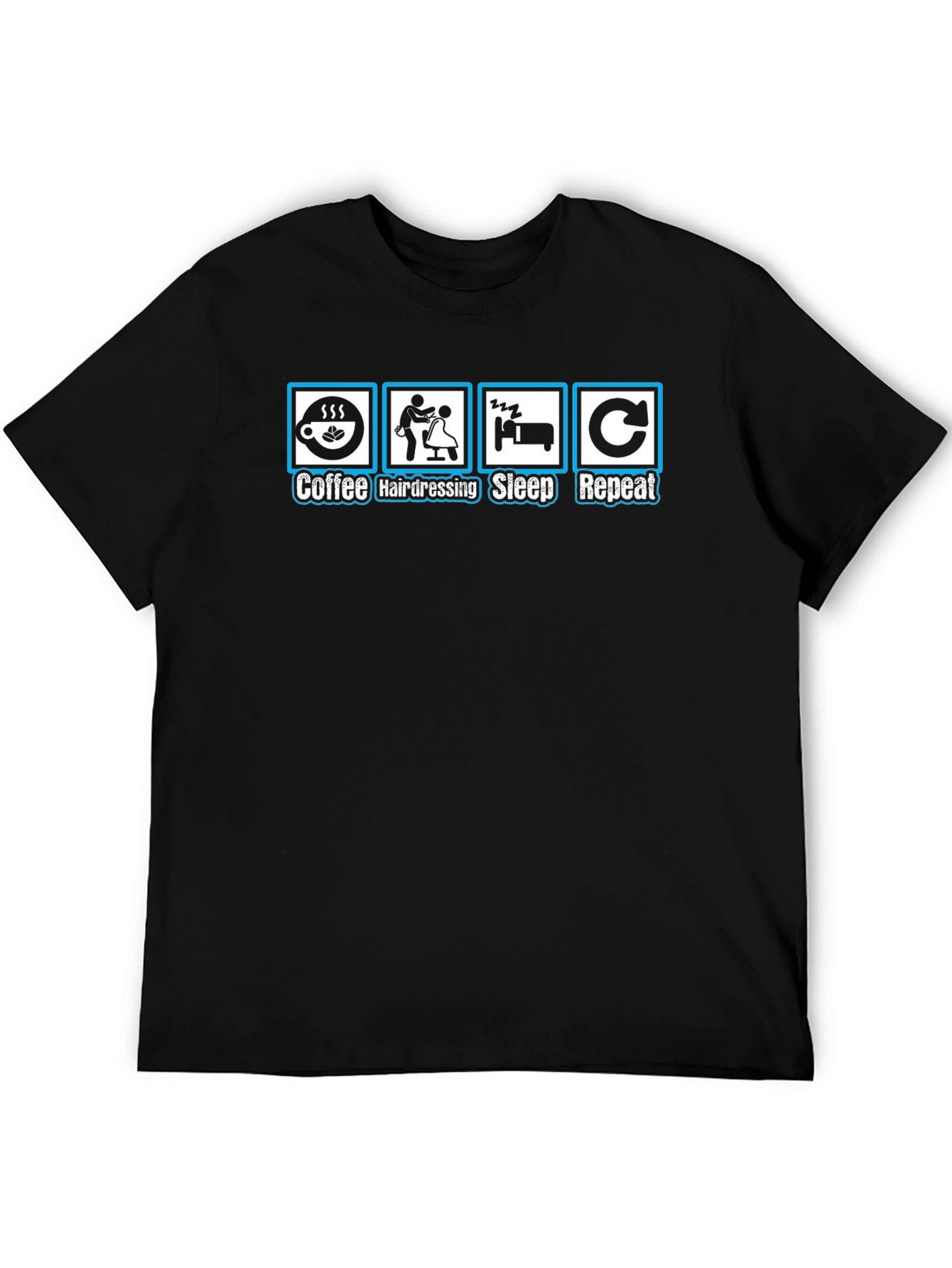 Coffee Hairdressing Sleep Repeat Black T-Shirt