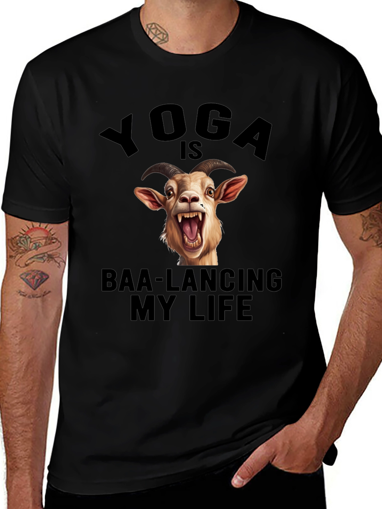 Yoga Goat T-Shirt - Baa-lancing My Life Graphic Tee