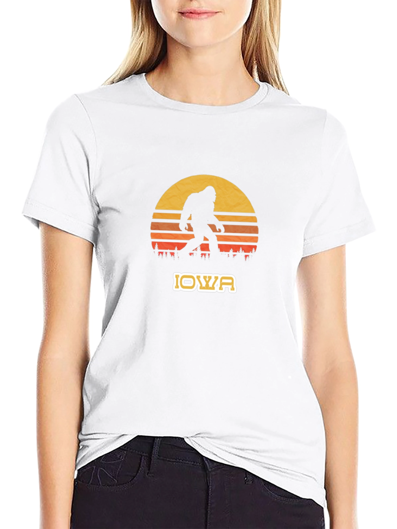 Iowa Bigfoot Sunset Graphic Tee - Black