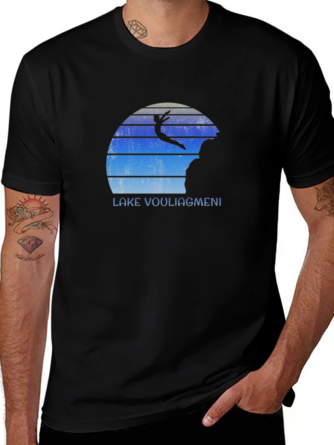 Lake Vouliagmeni Diver Black T-Shirt