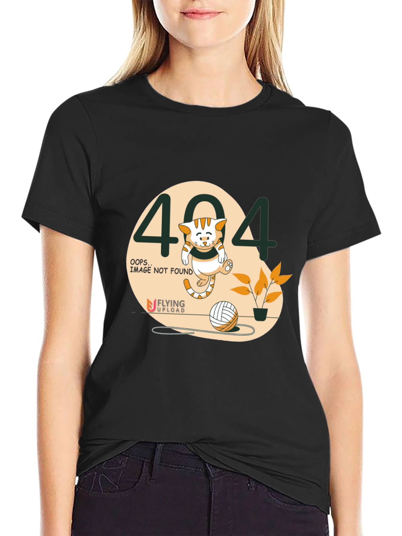 Error 404 Cat Graphic Tee - Novelty Shirt