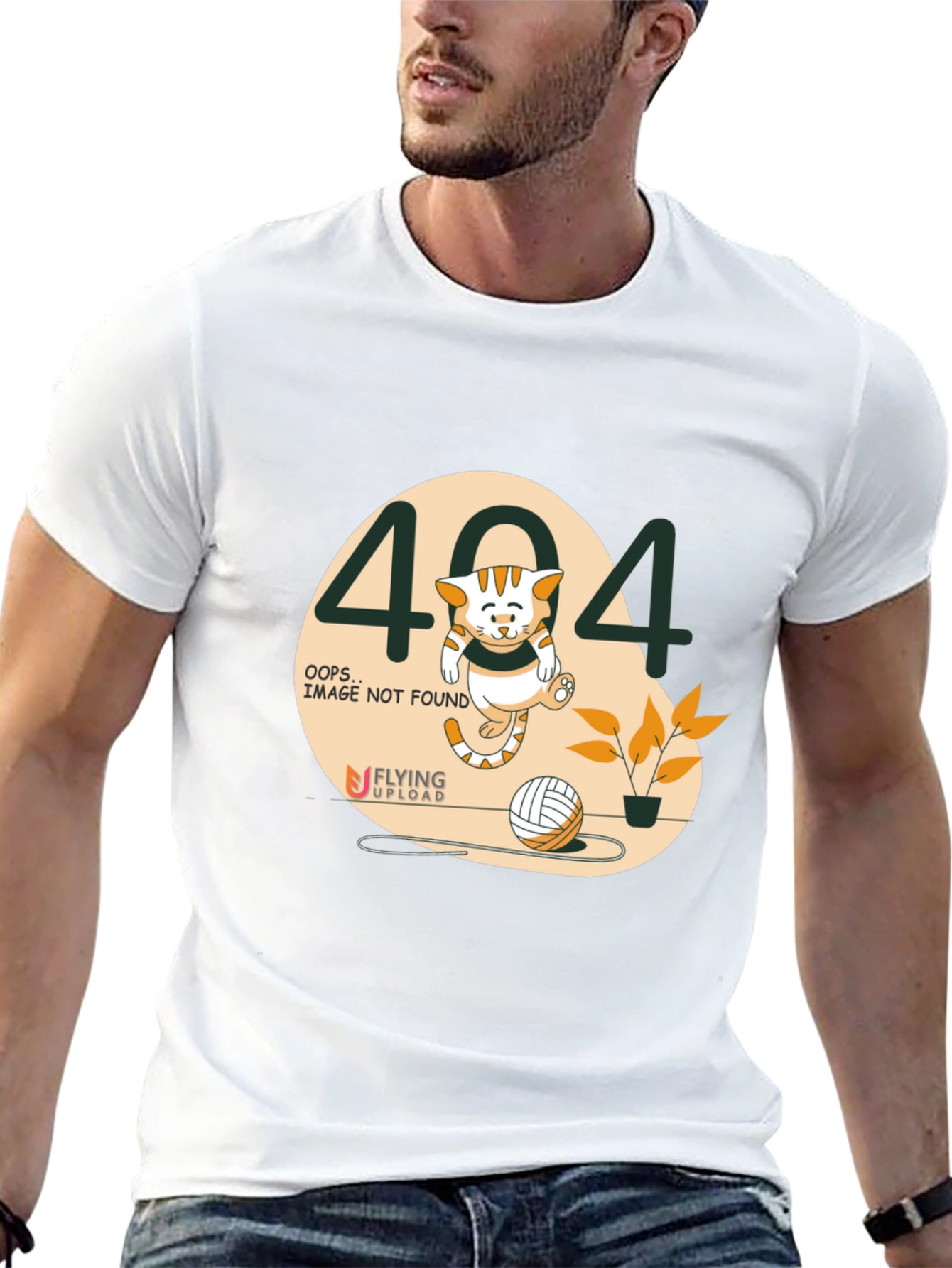 Error 404 Cat Graphic Tee - Novelty Shirt