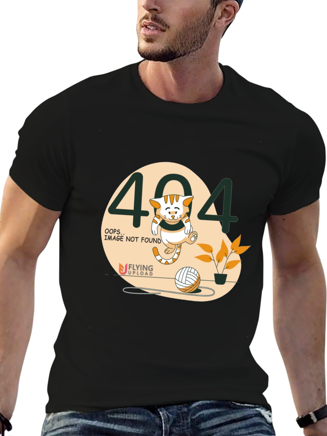 Error 404 Cat Graphic Tee - Novelty Shirt