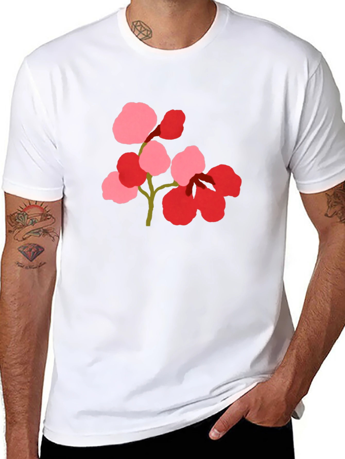 Floral Print Black Tee